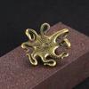 Solid Brass Octopus Animal Figurines Miniatures Desktop Ornament Accessories Creative Table Tea Pet Craft Home Decorations Retro
