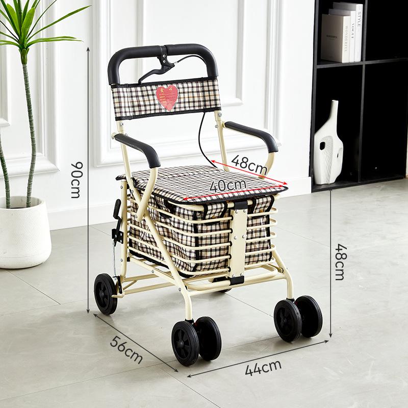 Foldable Mobility Scooter: Pushable & Rideable Elderly Walker with Four Wheels, Portable Shopping Assistant