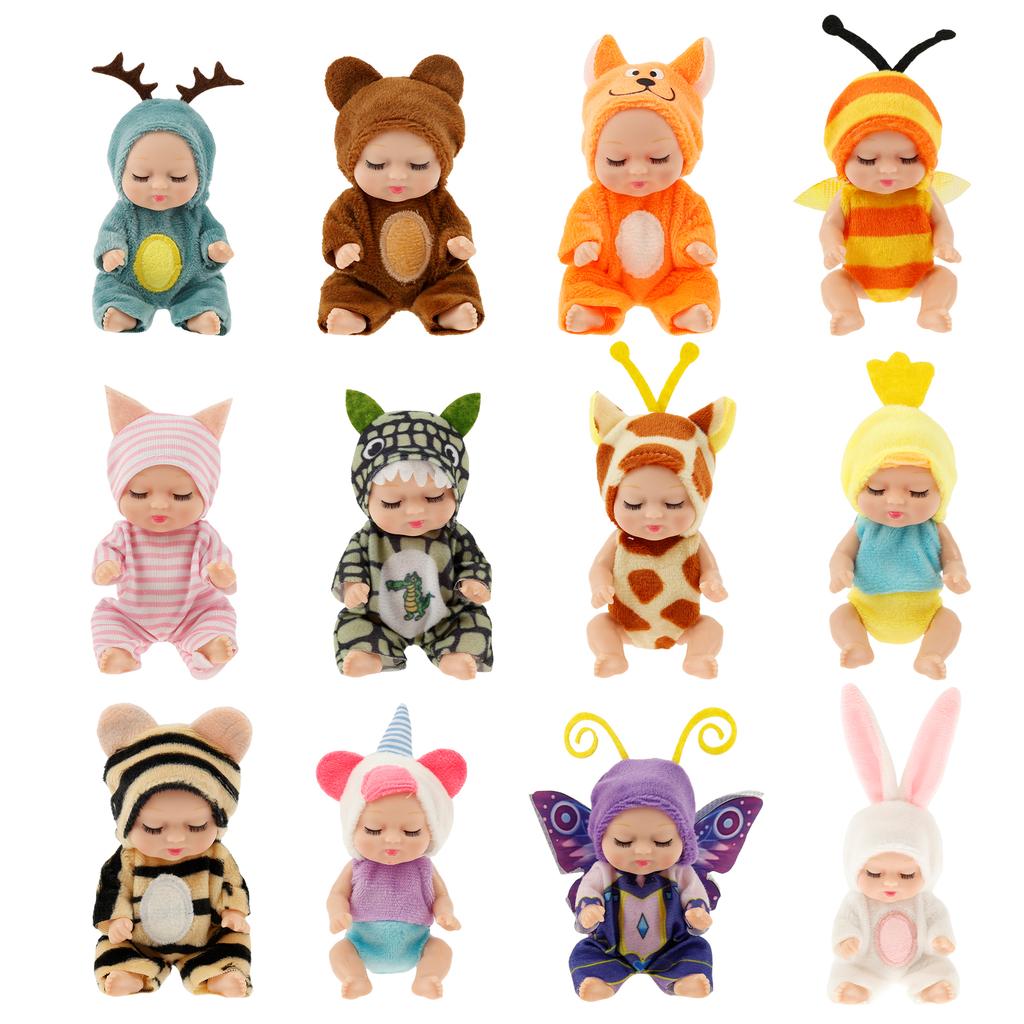 6/12 Pcs Sleep Baby Doll Plastic Small Baby Doll Toy Simulation Rebirth Dolls Mini Cute Dolls Cartoon Kids Toys Small Ornaments