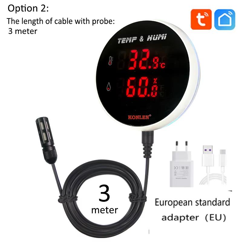 Tuya WIFI Temperature Humidity Sensor Thermometer Hygrometer Smart Life Moisture Probe For Home Plants google home alexa