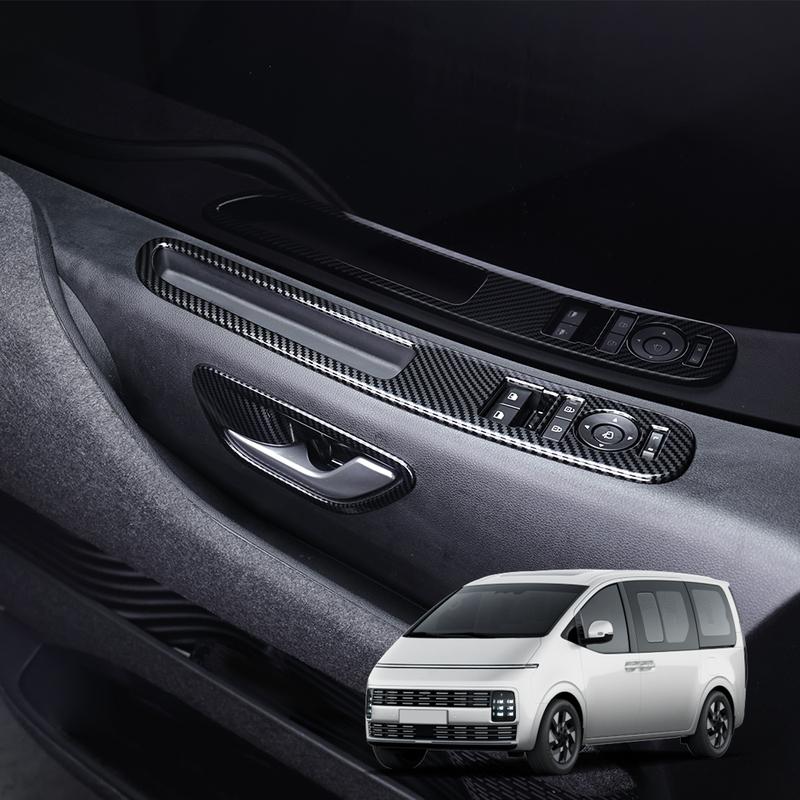 2PCS Carbon Fiber Window Button Cover Trim Car Interior Decor Accessories For Hyundai Staria 2026 2027 LHD Car Supplies