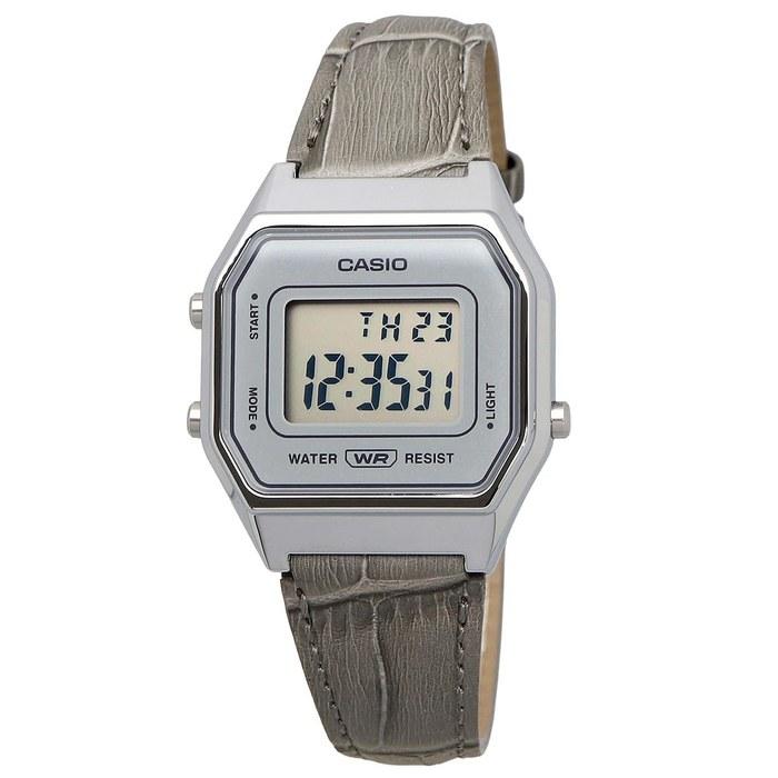 [Casio] LA680WEL-8A2 Digital Watch - Silver & Gray Leather Band