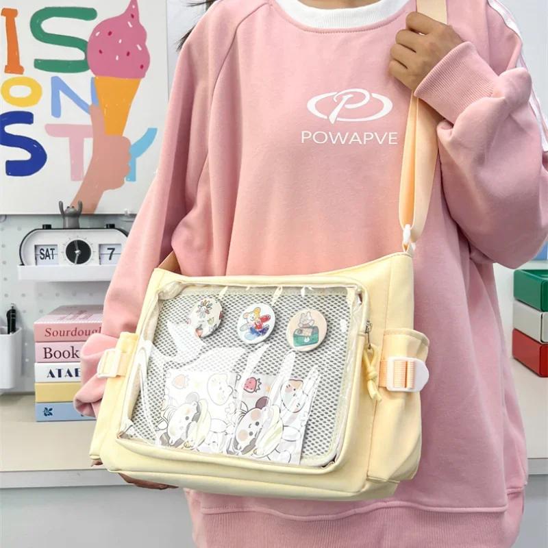 Preppy Style Candy Colour Cute Shoulder Bag Anime Expo Transparent Badge Display Messenger Bag Women Doll Itabag Crossbody Bag