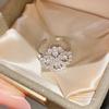 24k Gold Plated Zircon Flower Ring For Ladies With Retro Palace Style Accessory