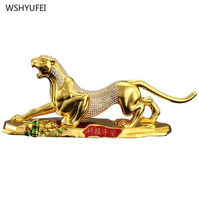 1 pz Qianqian Leopardo Accessori per auto Artigianato in lega Decorazioni per auto Soggiorno Scrivania Ufficio Scultura Statua Regalo di inaugurazione della casa