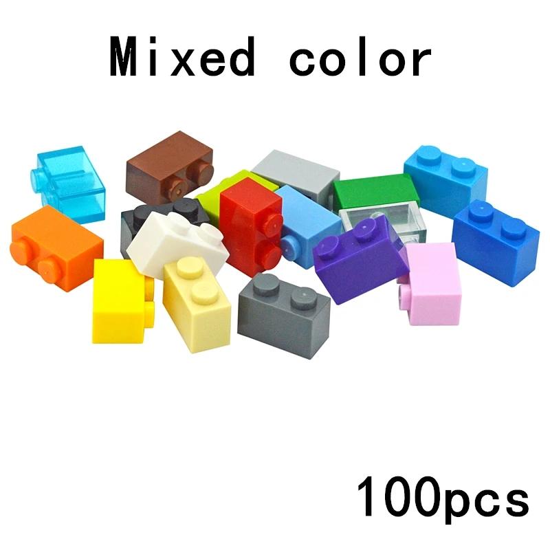 100pcs Bricks Compatible 3004 1x2 Dots DIY Building Blocks Thick Figures Brick Educational Creative Construction Toys For Kids
