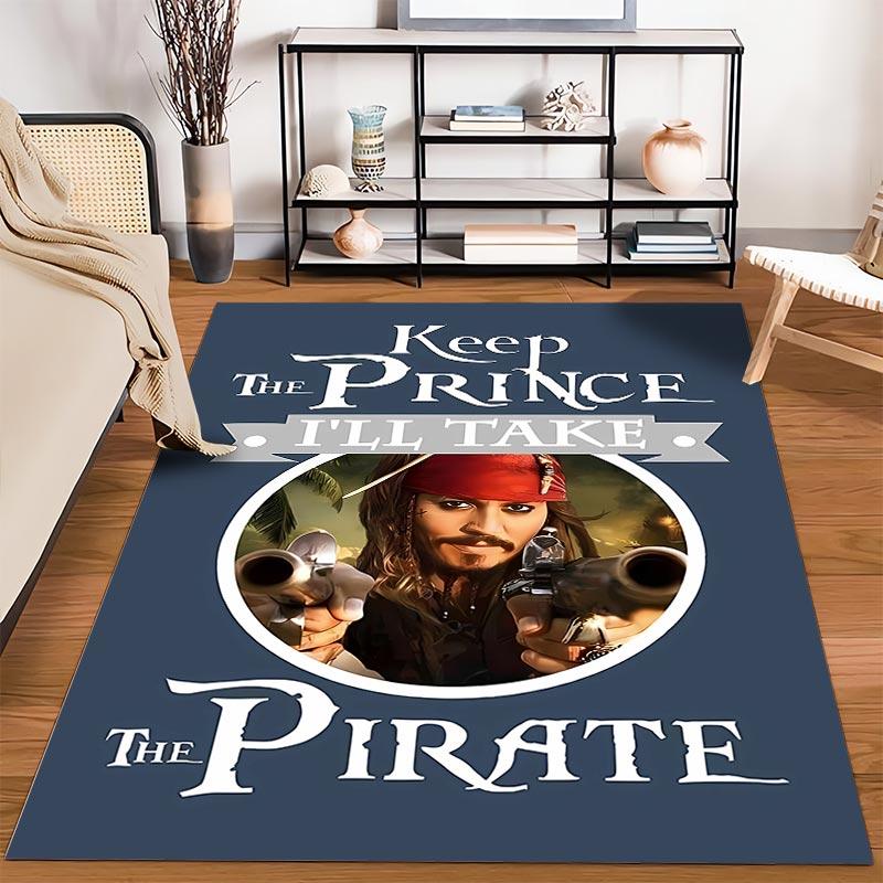 Keep The Prince I'll Take The Pirate Carpet - Blue Background Pirate Theme Design Suitable for use as an anti-slip1 for1room and bedroom sofas