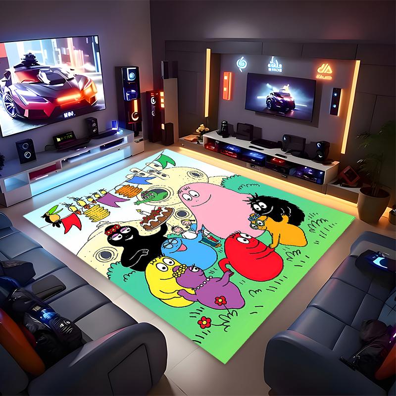 1pc Barbapapa1 Print Area Rug - Soft, Washable Non-Slip Indoor Mat for Office Chairs, Living Room, Home Office Decorative Rug