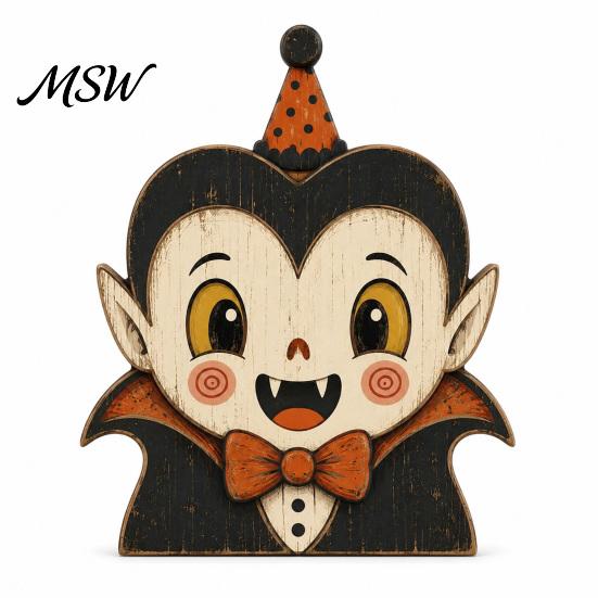 Reusable Wood Holiday Ornaments Halloween Tiered Tray Decorations, Wooden Tabletop Ornaments, Vintage Centerpiece Cute Ghost And Pumpkin Figures