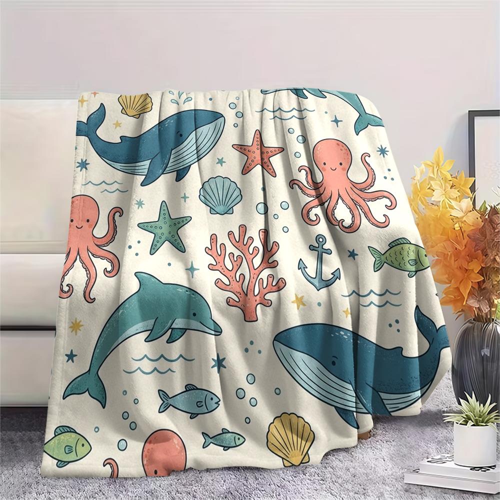 1Pc Cute Cartoon Print Flannel Blanket, High quality Comfortable for All Seasons, Home Decor, Warmth and Comfort, Perfect for Christmas Gifts W48