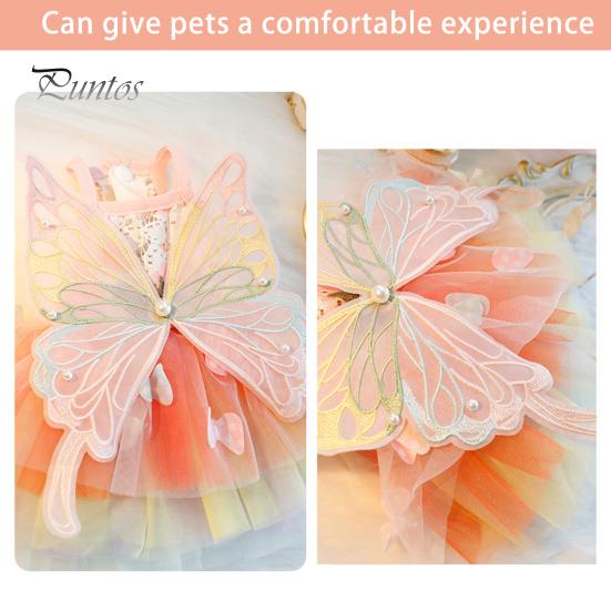 Pet Dress Elegant Summer Cat Princess Dress Charming Butterfly Decor Mesh Stitching Dog Dress for Daily Wear