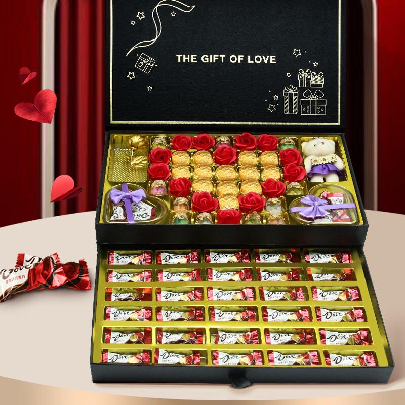 DOVE Klassische Schokoladen- und Süßigkeiten-Doppelschicht-Geschenkbox