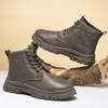 Men's high-top shoes new autumn versatile trend Martin boots outdoor non-slip thick-soled men's leather shoes