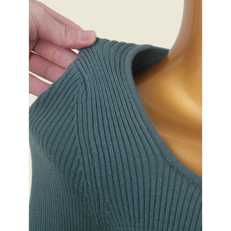 Los Angeles Brand Square Collar Sexy Base Shirt Foreign Trade Original Order Thread Autumn Long Sleeves Slim Fit Inner Wear Knitwear