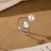 SA Jewelry  Open Adjustable Ring Heart  Shell & Natural Freshwater Pearl  Alloy Dainty Classic Women Finger Ring