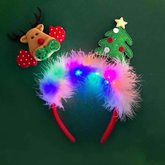 Ženy Dívka Obruč do vlasů LED Vánoční Sobí Dekor Santa Claus Čelenka Kreslený styl Cosplay Čelenka Fotografování Rekvizity