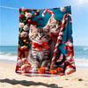 1pc Candy Cane Kittens Outdoor Flannel Blanket Soft All Season Polyester Throw , Perfect for Picnics & Travel , Picnic Accessory