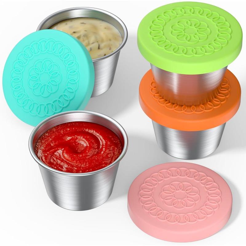 

Контейнер для заправки для салата на 1/6 штук, небольшой контейнер на 2,4 унции/70 мл с крышкой, подходит для ланч-бокса Bento, герметичный контейнер для макания, не содержит BPA