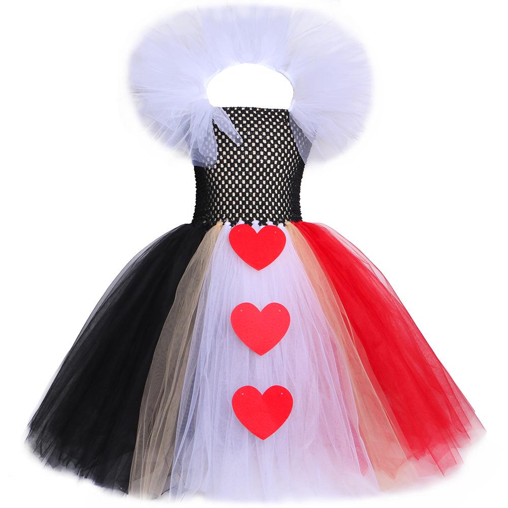 Peach Heart Queen Mesh Puffy Skirt: Red Queen Alice in Wonderland Kids Halloween Costume