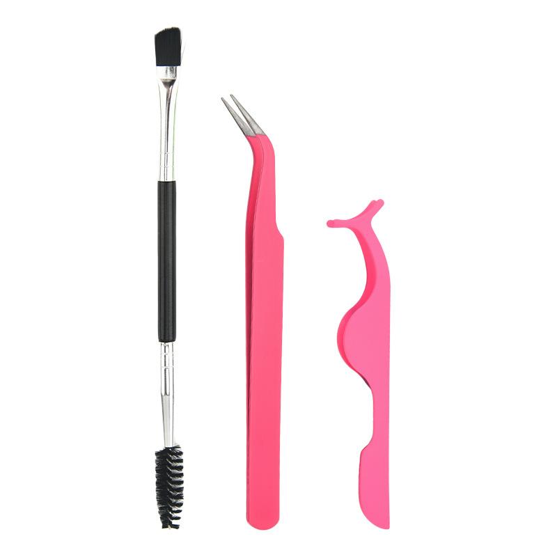 3Pcs With Box, Curved Tip Tweezers, Lash Curler And Lash Brush, Combination Of Curved Tweezers And Curved Lash Curler To Better розы красного