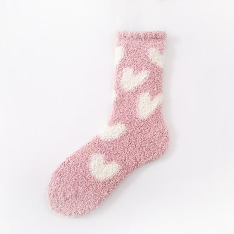 Medium tube winter thickened coral fleece thermal stockings cute cotton socks sleep socks home floor socks