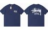 STUSSY Koszulka z krótkim rękawem w amerykańskim stylu z nadrukiem Granatowa 781