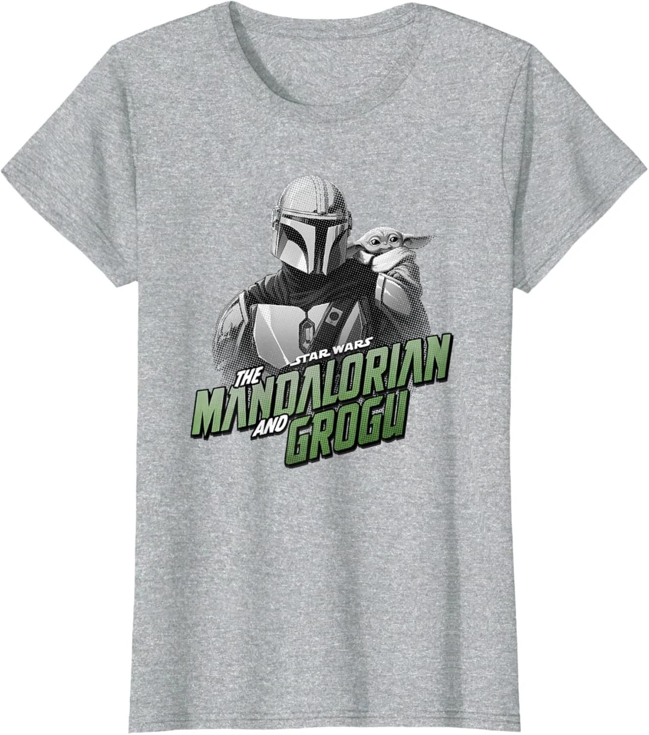 Star Wars The Mandalorian and Grogu Helmet Shoulder Pos Ladies  Crewneck T-Shirt L