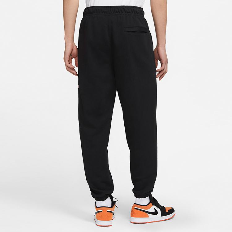 Sportovní pletené tepláky s potiskem loga Air Jordan a rovnými nohavicemi se stahovací šňůrkou Pánské spodky Černá CZ4844-010