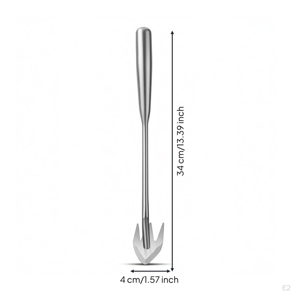 Weeder with Curved Shaft Stainless Steel Implement Handheld Crack Weeding Tool for