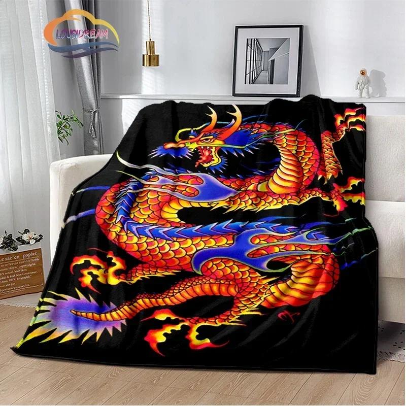 Dragon Blanket 3D Printing Animal Art Soft and Comfortable Sofa Bed Bedroom Decorative Bedspread Travel s