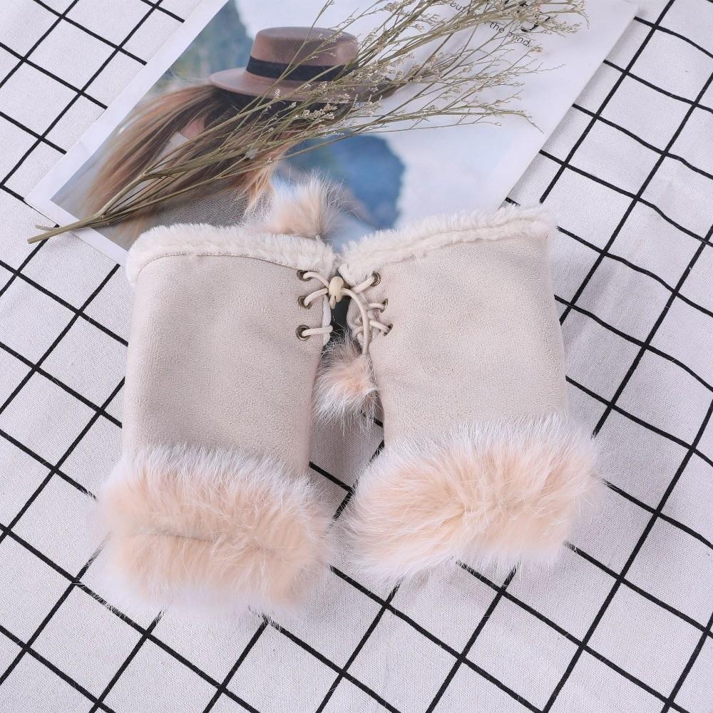 Thicken Warm Fingerless Mittens Suede Wrist Warmers Y2K Leopard Print Gloves  Women