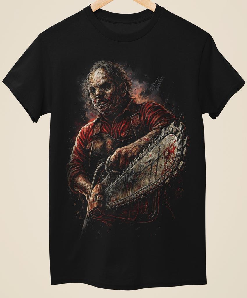 Evil Horror Chainsaw Massacre Halloween Printed Unisex Black TShirt (H0019)