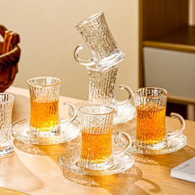 Transparente Glas-Kaffeetasse Untertasse Haushalt Schwarzer Tee Glas Wasserbecher Europäisch High-End Exquisit Nachmittagstee Tasse Dekoration