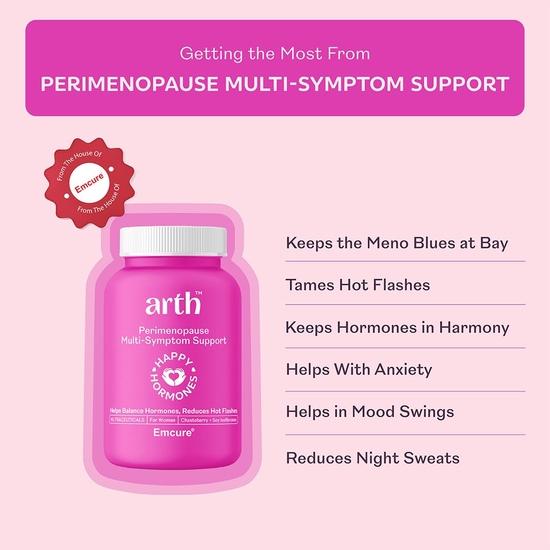 Arth Perimenopause Support | Menopause Supplement for Women To Help with Hot Flashes, Mood Swings, Night Sweats & Hormonal Balance  | 30 Veg Capsules