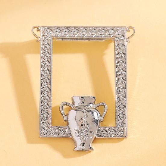 Flower Vase Necklace Brooch Retro Photo Frame And Vase Pendant Necklace Dried Flowers Holder Brooch Jewelry Gift for Women Mom Wife