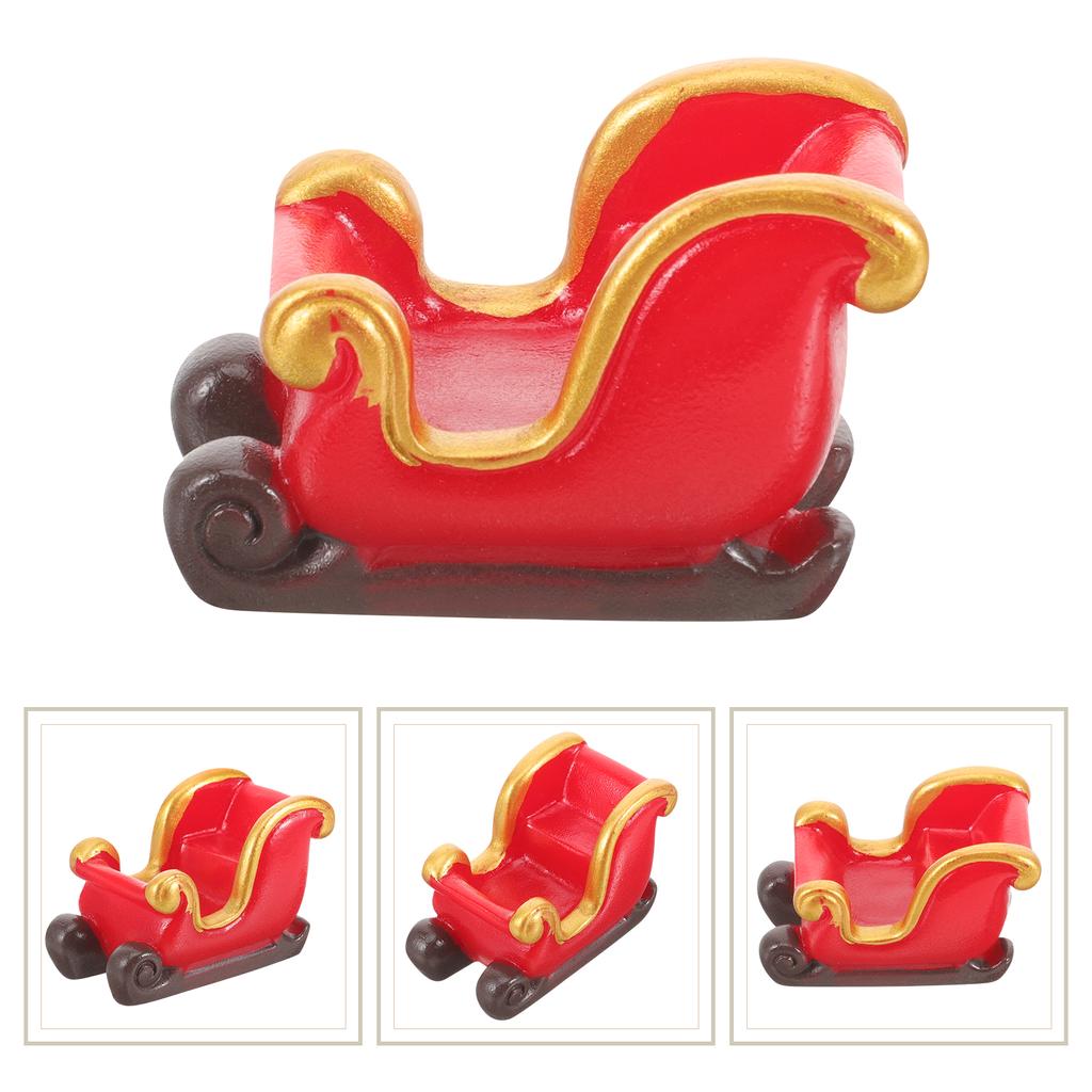 Christmas Decorations Sleigh Micro Landscape Snow Ornaments Resin (deer Carriage) Red Party Favors Elder