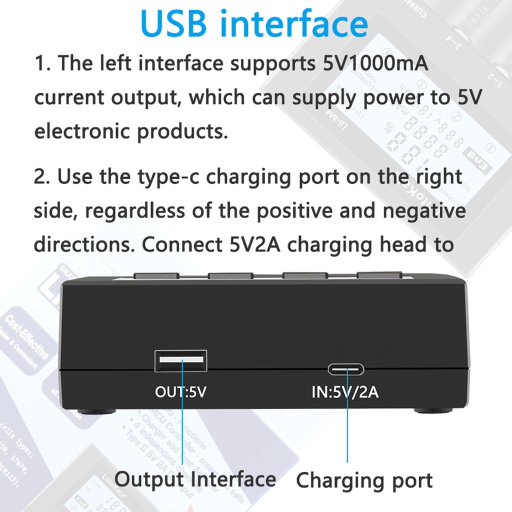 LIITOKALA LII-M4 4 gniazda ładowarka z wyświetlaczem LCD do 18650 26650 14500 AA AAA litowo NiMH