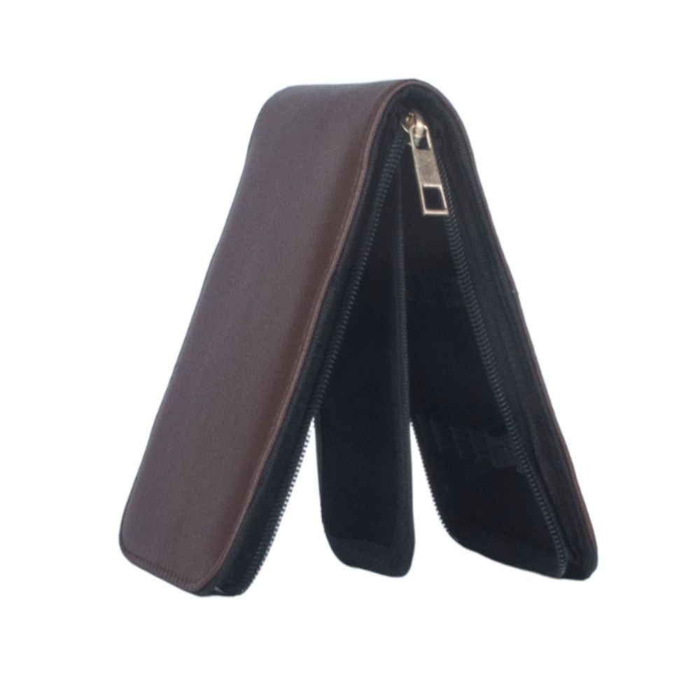 12 Pens Black Brown Brown Pen Container Bag Pens Zipper Case Roller Pen Holder Fountain Pen Case