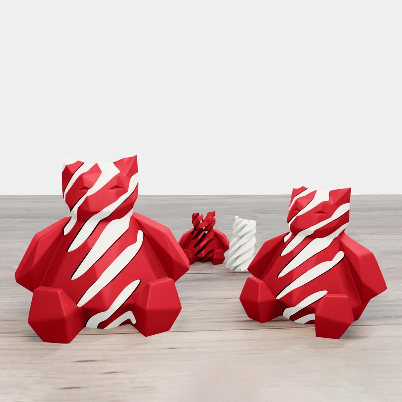 

Modern Geometric Red and White Bear Sculpture Unique Home Decor for Living Room or Office, 12-inch красный
