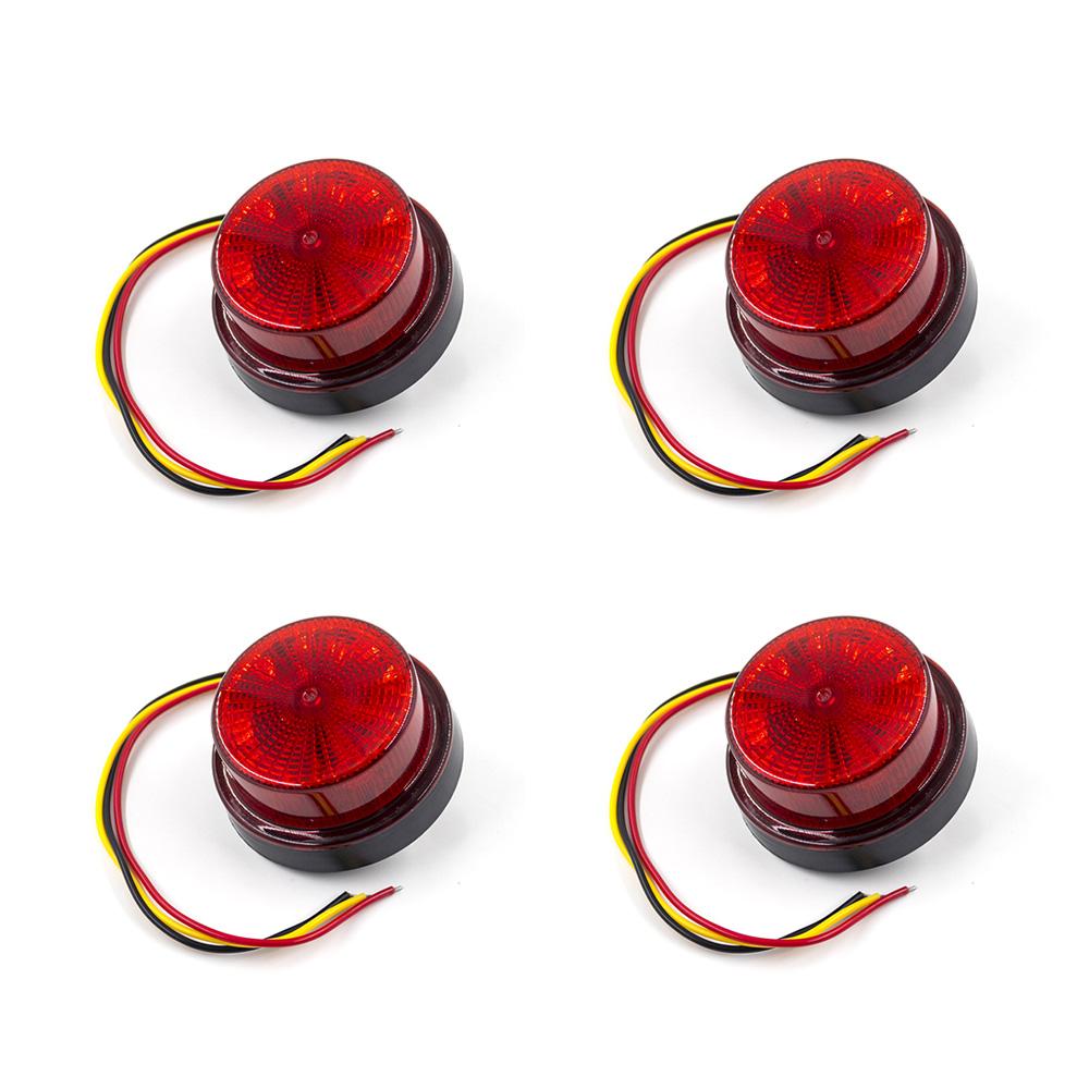 4Pcs 12V 24V 2 Modes 12 LED Warning Emergency Strobe Light Flashing Light Rotating Warning Light Signal Lamp Truck Waterproof