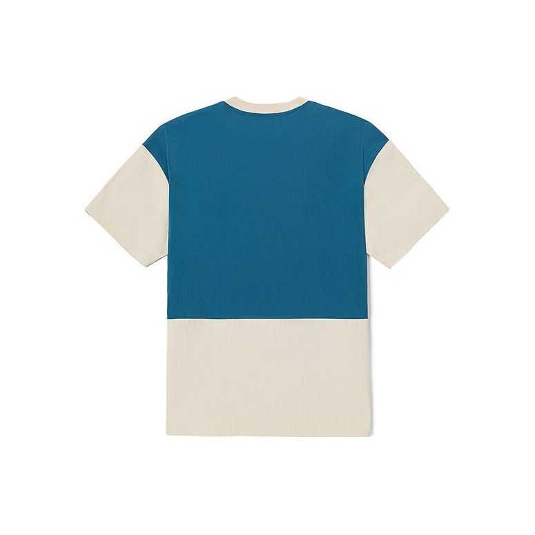 Vans Color Blocked Personality Mountain Style Trendy Small Bag Round Neck Short Sleeve T-Shirt Unisex tops Oatmeal VN0008YJ2N1