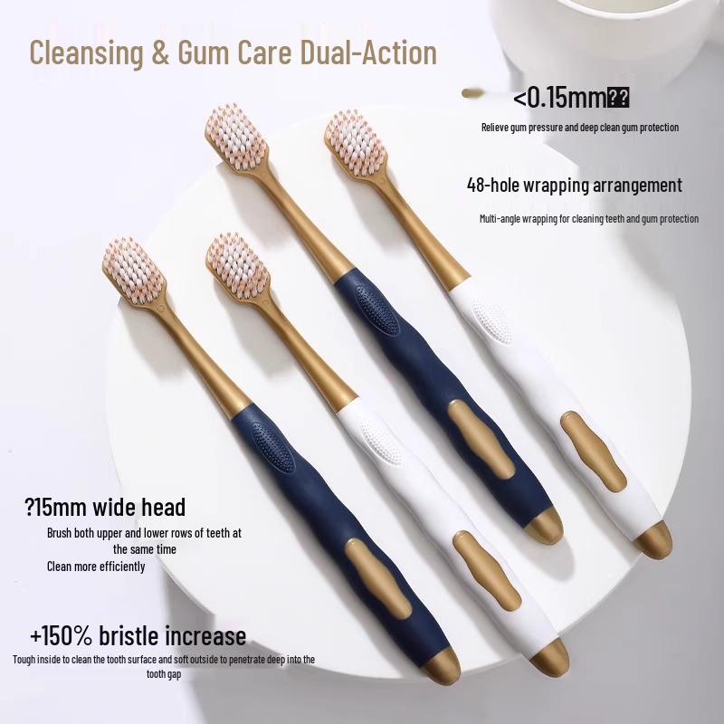 Soft Bristle Toothbrush, Wide Head for Men & Women, Fine & Gentle, Family Pack of 6, Adult Unisex Set