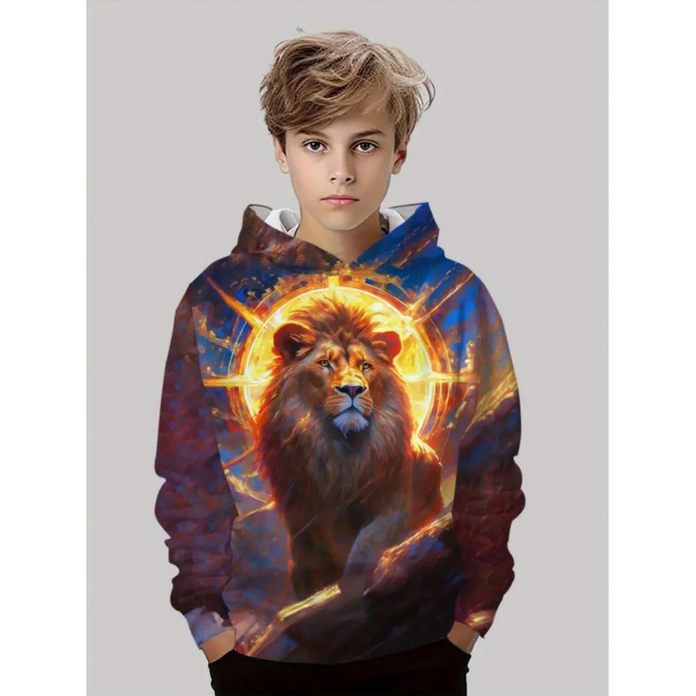 Wolf Children's Hoodie Cool Animals 3D Print Top Autumn Fashion Pullover Long Sleeves Sweatshirt Comfortable Children's Clothes