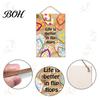 Farmhouse Wall Art Summer Wooden Hanging Sign, Welcome Sign Front Door Decor with Floral Pattern Rope, Colorful Hanger for Seasonal Beach House