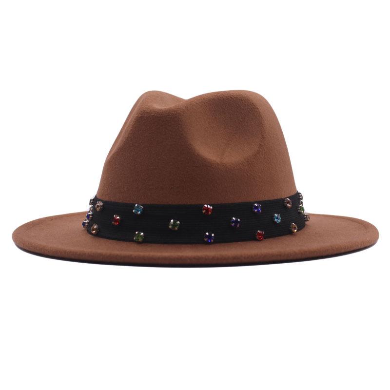 New Fashionable and Elegant Jazz Hat, Spring, Autumn and Winter Belt Woolen Casual Fashion Big-brimmed Lady Jazz Hat