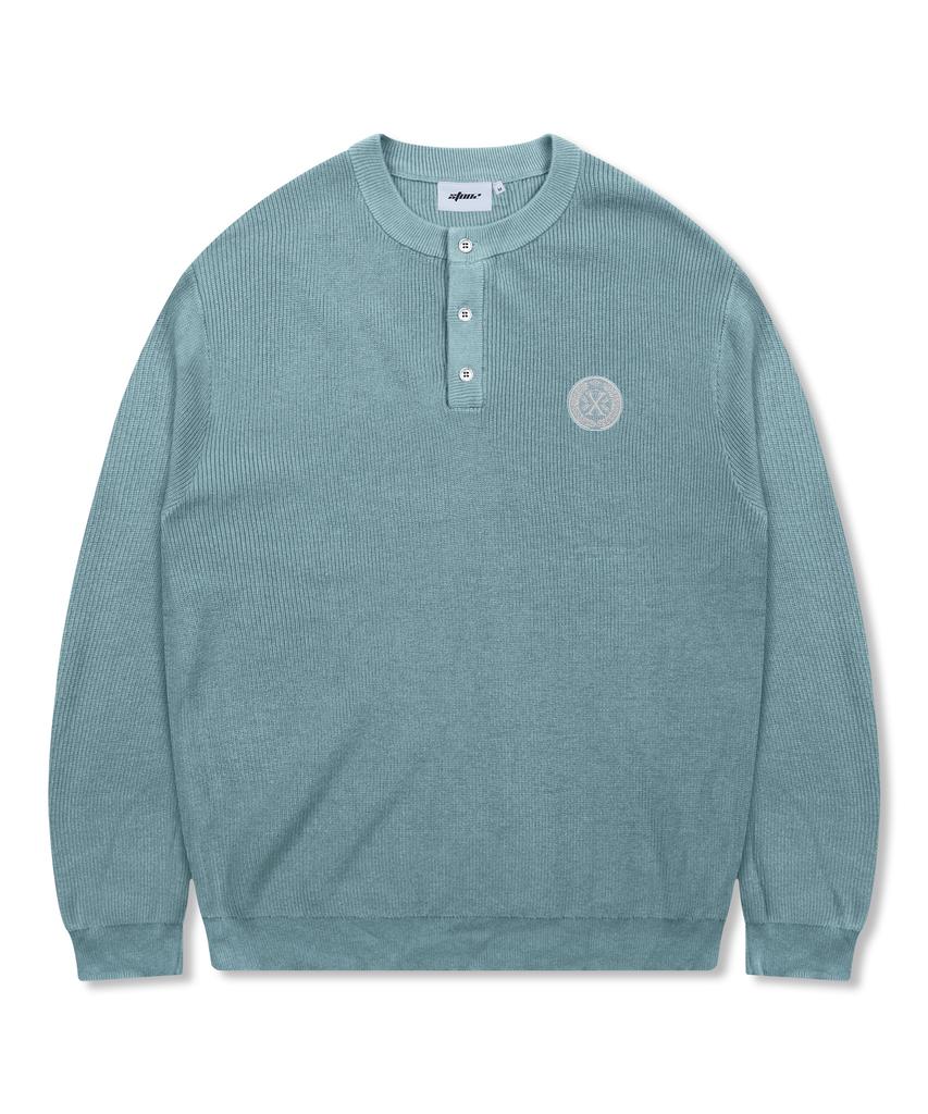 XTONZ Xtk166 Loose Fit Henley Neck Pullover Knit (Mint)