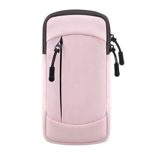 

Phone Arm Bag with Two Layer Large Capacity Running Armband Lightweight Comfort Fit Secure Phone Pocket for Sports рожевий