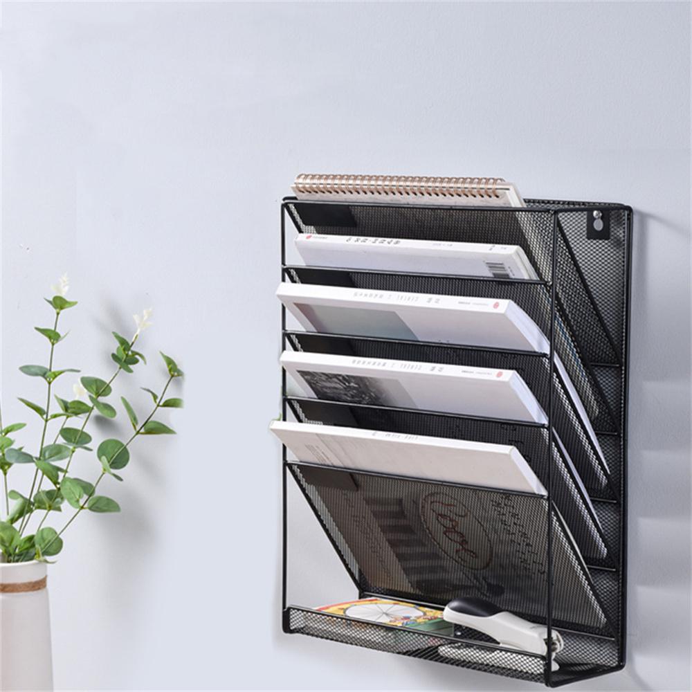 Estante de Metal para Revistas y Periódicos Montado en la Pared para Hogar Oficina Libros Periódicos Archivos Carpeta Pantalla de Escritorio