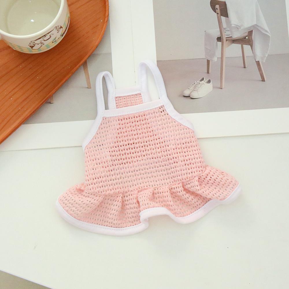 Pet Dress Mesh Breathable Cool Strap Skirt Solid Color Simple Cat And Dog Skirt