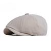 Summer Thin Newsboy Cap for Men Women British Retro Octagonal Hat Breathable Solid Color Peaked Flat Beret Painter Hat